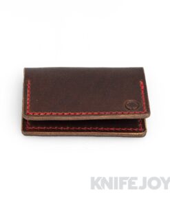 Redeemed Creations Company Front Pocket Bifold Wallet Brown Leather with Red Threads