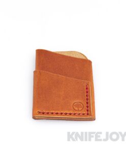 Redeemed Creations Company Slim Leather Wallet Tan with Red Threads