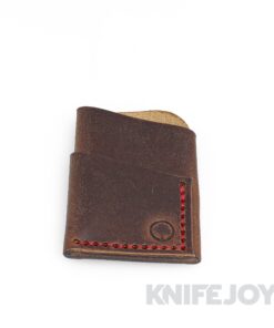 Redeemed Creations Company Slim Leather Wallet Brown with Red Threads