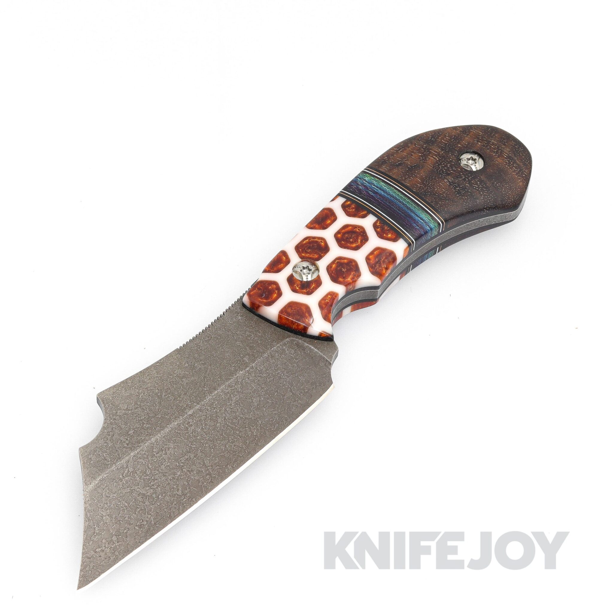 Something Obscene Company Fixed Blade Cleaver with Custom Wood/ Micarta Handles