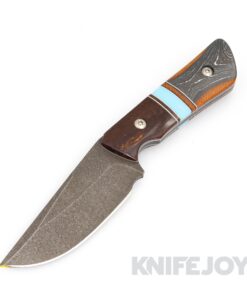 Something Obscene Company Fixed Blade Acid Wash Blade with Custom Wood/ Micarta Handles