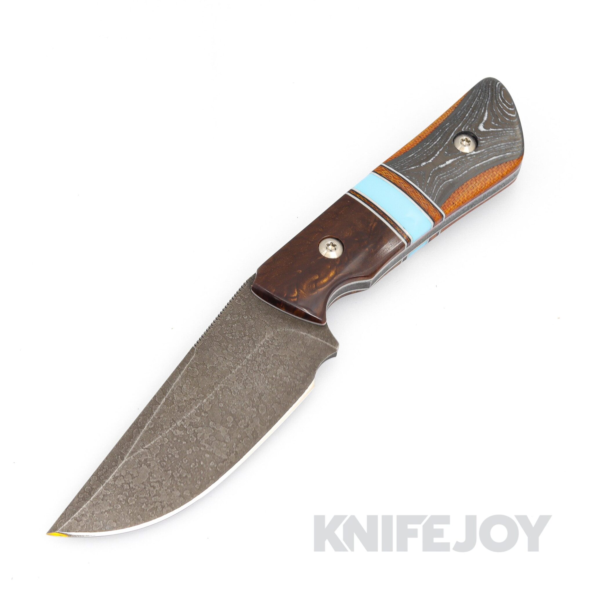 Something Obscene Company Fixed Blade Acid Wash Blade with Custom Wood/ Micarta Handles