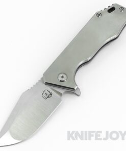 Something Obscene Company Mini J-Cape Flipper Satin Blade with Satin Ti + Zircu-ti Accent Handles