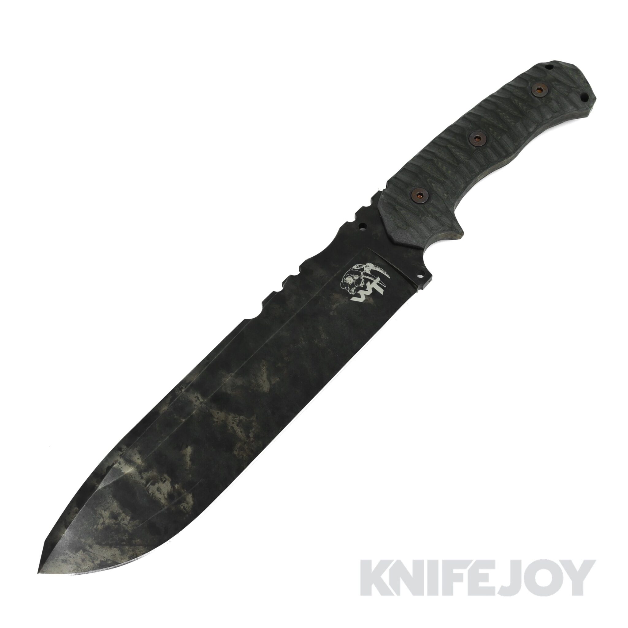 Wander Tactical WT218 Godfather Fixed Blade D2 Marble Finish Blade with Green Micarta Handle