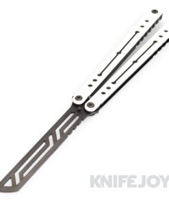 Squid Industries Knives Winter Nautilus V2 Balisong Butterfly Black Blade with Winter/ Inked Black Handles
