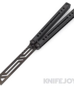 Squid Industries Knives Inked Black Nautilus V2 Balisong Butterfly Black Blade with Inked Black Handles