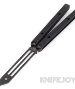 Squid Industries Knives Inked Black Squidtrainer V4 Balisong Butterfly Black Blade with Inked Black Aluminum Handles