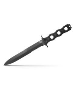 Benchmade 185SBK SOCP Fixed Blade Double Edge Serrated Dagger 3V Cobalt Black Blade with Black G10 Handles