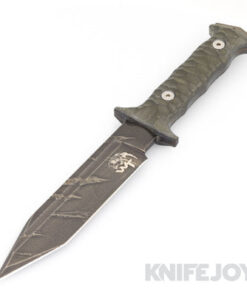 Wander Tactical WT224 Centuria Tenebris Ice Brush D2 Blade with Green Grooved Micarta Handles
