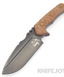 Wander Tactical WT222 Uro Tactical Fixed Blade D2 Raw Finish Blade with Brown Micarta Handles