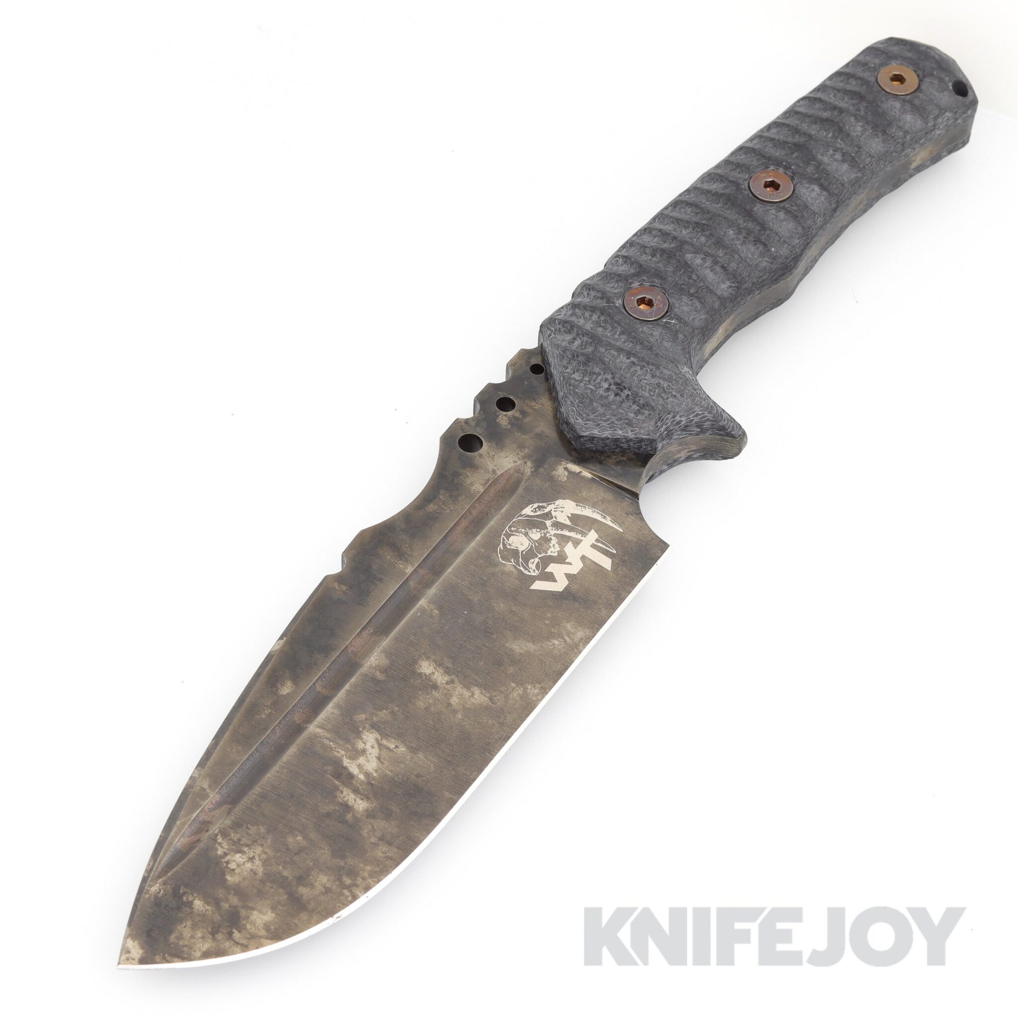Wander Tactical WT221 Uro Tactical D2 Marble Finish Blade with Black Micarta Handles