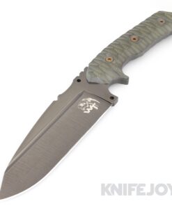 Wander Tactical WT223 Smilodon Raw D2 Blade Finish with Green Grooved Micarta Handles