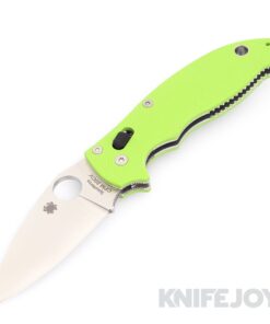 Spyderco C101GPNGR2 Manix 2 Folder KnifeJoy Exclusive PlainEdge CPM 20CV Satin Blade with Neon Green G-10 Handles