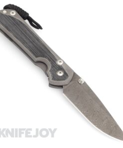 Chris Reeve Knives LEFT HAND Large Sebenza 31 Drop Point Boomerang Damascus Blade with Black Micarta Inlay Handles