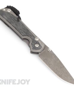 Chris Reeve Knives LEFT HAND Large Sebenza 31 Drop Point Raindrop Damascus Double Silver Lugs Blade with Black Micarta Inlay Handles
