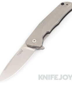 Lionsteel LSTTREGY T.R.E. Framelock Folder Stonewash M390 Blade with Grey Titanium Handles