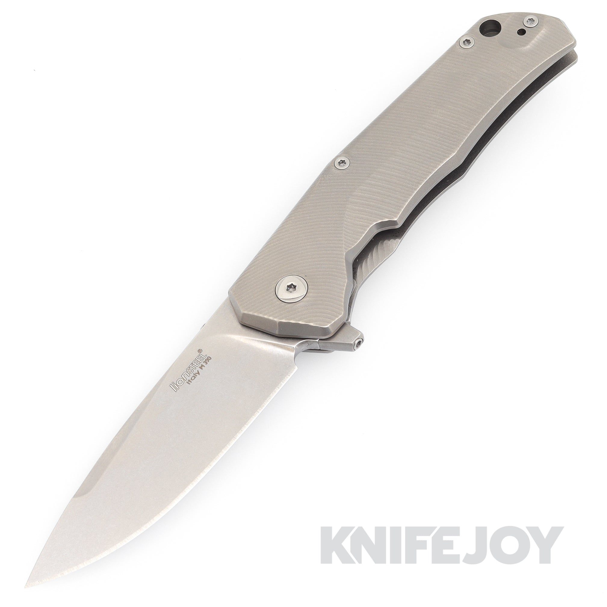 Lionsteel LSTTREGY T.R.E. Framelock Folder Stonewash M390 Blade with Grey Titanium Handles