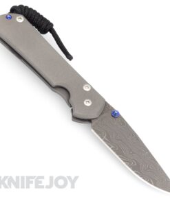 Chris Reeve Knives Small Sebenza 31 LEFT HANDED  Drop Point Raindrop Damascus Blade with Plain Titanium Handles