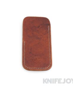 Robertson Leather Works Leather Slip Size Small Dark Brown Leather with Lime Green Stitching