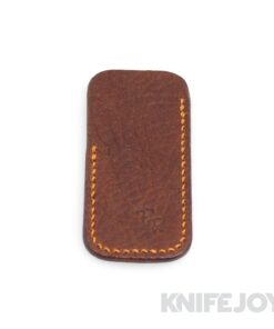 Robertson Leather Works Leather Slip Size Small Bison Brown Leather with Orange Stitching