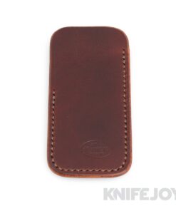 Robertson Leather Works Leather Slip Size Medium Dark Brown Leather with Olive Stitching