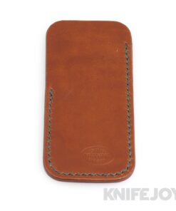 Robertson Leather Works Leather Slip Size Medium Brown Leather with Green Stitching