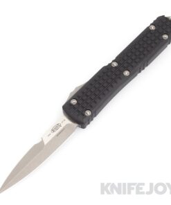 MICROTECH 120-10APFRGTBKBS Ultratech OTF Auto Bayonet Blade Show 2023 Apocalyptic Blade with Bladeshow G10 Black Frag Cover/ Black Aluminum Handles