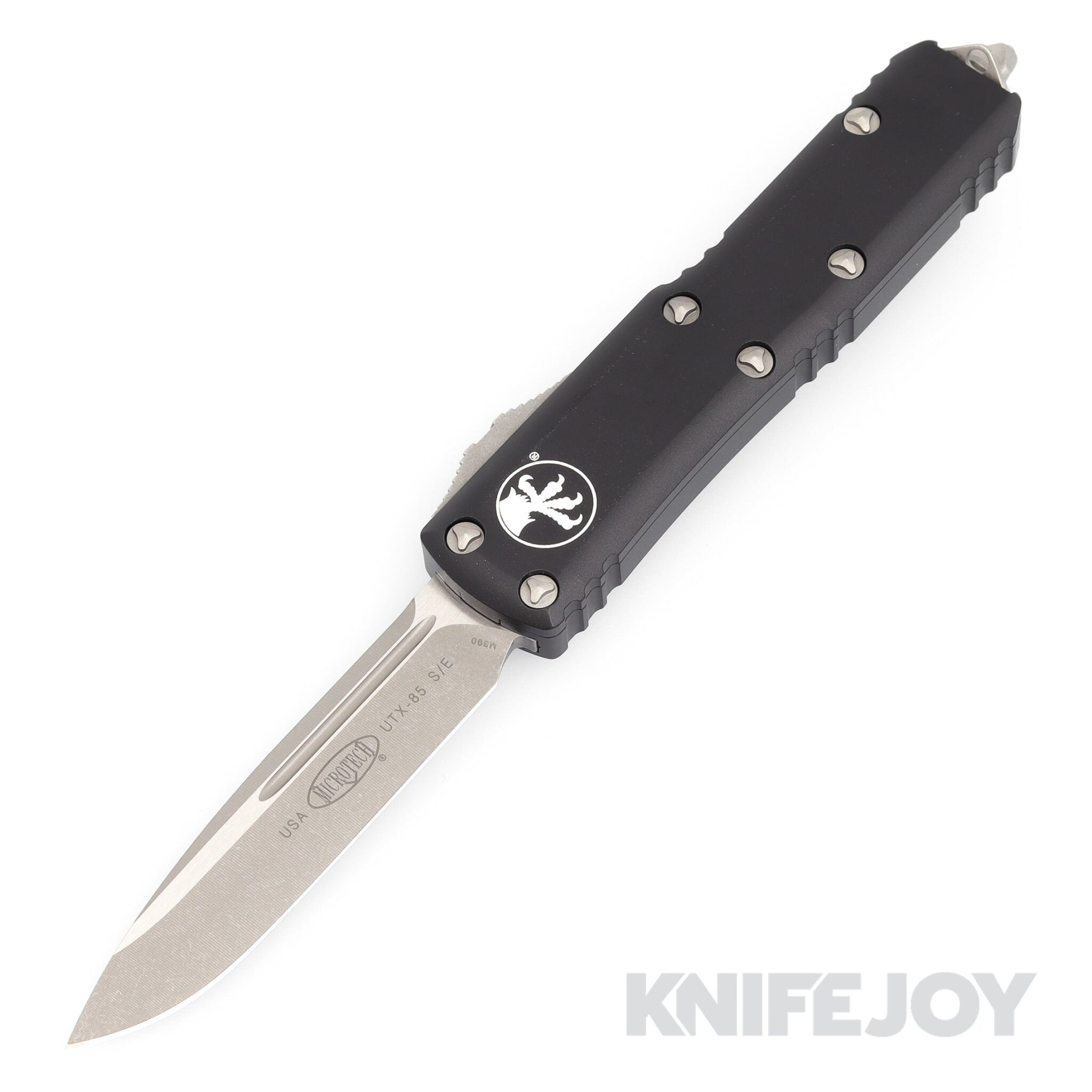 MICROTECH 231-10AP UTX-85 II OTF Auto Single Edge Apocalyptic Blade with Black Aluminum Handles