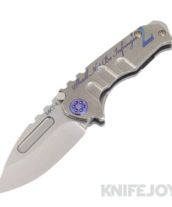Medford Knives Micro Praetorian "T" S45VN Tumbled Drop Point Blade with Tumbled 2ND Amendment Handles/ Blue Hardware