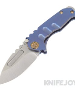 Medford Knives Micro Praetorian "T" S45VN Tumbled Drop Point Blade with Blue Handles with Bronze Pinstriping/ Bronze Hardware