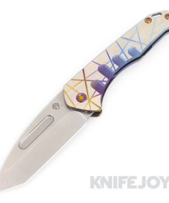 Medford Knives Praetorian Slim S35VN Tumbled Tanto Blade with Rainbow Laser Tag w/ Silver Flats Handles/ Flamed Hardware and Clip