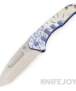 Medford Knives Praetorian Slim S35VN Tumbled Tanto Blade with Blue Jasmine Field w/ Silver Flats Handles/ Blue Hardware and Clip
