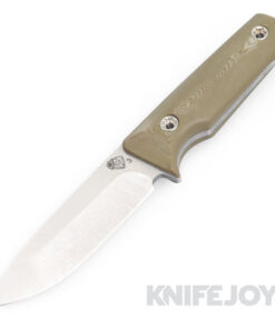 Medford Knives Bushcrafter Fixed Blade 3V Tumbled Blade with OD Green G10 Handles/ Leather Sheath