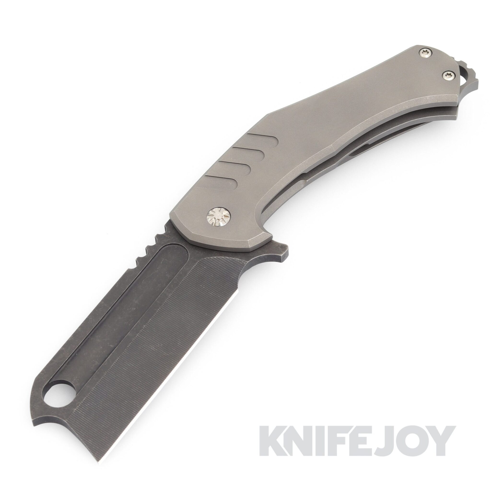 Eric Luther Knives Orphan Flipper Dark Stonewash CPM-154 Blade with Blasted Stonewash Titanium Handles