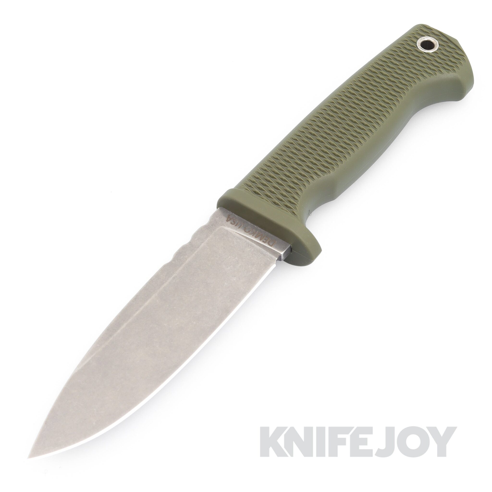 Demko Knives Fixed Blade FreeReign Drop Point Magnacut Blade with OD Green Rubberized Handles/ Kydex Sheath