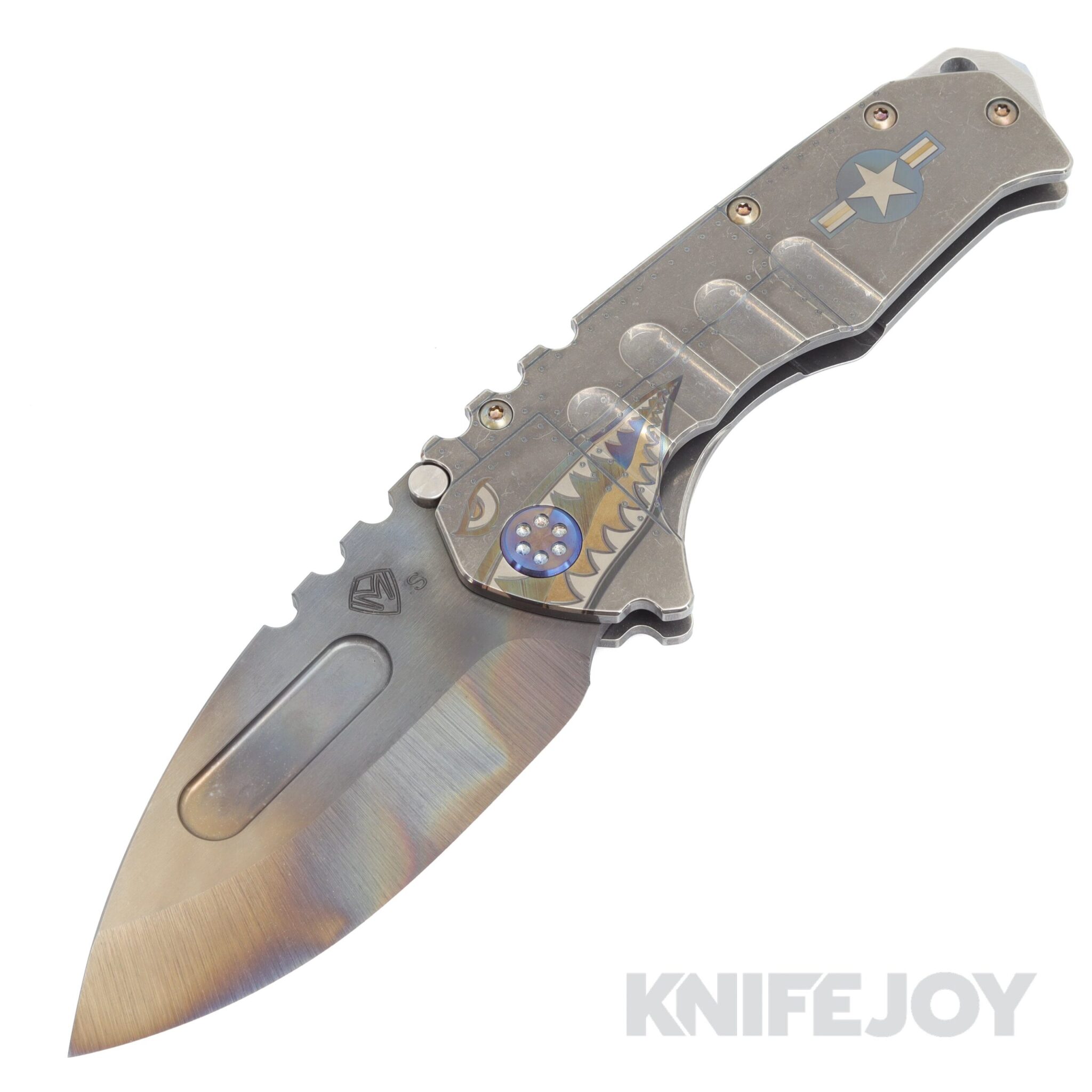 Medford Knives Praetorian "T" S35VN Vulcan Drop Point Blade with Tumbled Warthog & Stars Handles/ Flamed Hardware and Clip