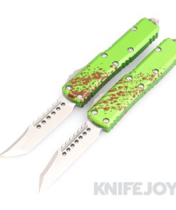 MICROTECH 719-10SETZTS UTX-85 OTF Auto Hellhound and Warhound Zombie Tech Set Standard Stonewash Blade with Zombie Tech Aluminum Handles