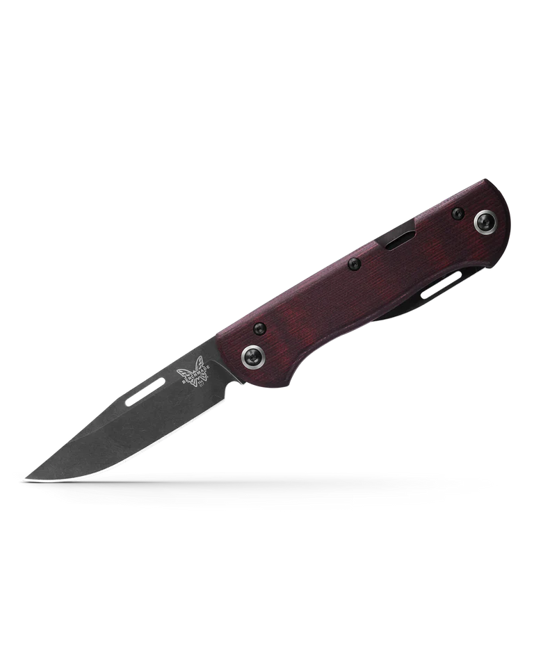 Benchmade 317BK-02 Limited Weekender 2-Blade Slip Joint Knife CPM-S90V Black DLC Clip Point/ Drop Point Blades with Burgundy Canvas Micarta Handles