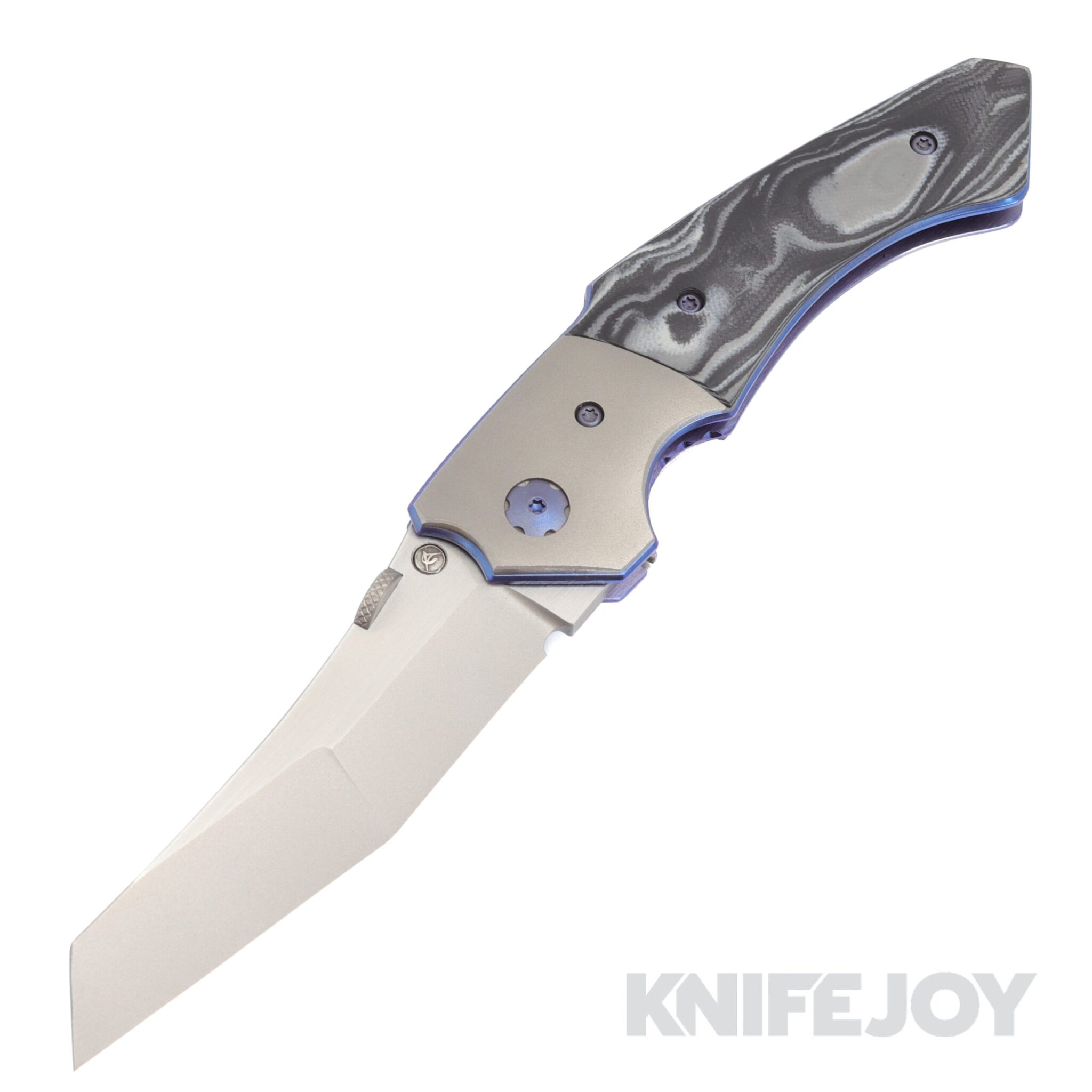 Elishewitz Custom Creations White Swan Folder Two Tone S35VN Blade with Burl G10/ Titanium Handles