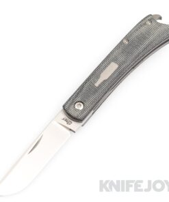 Esnyx Silver Line Beer Buster Front Flipper Hand Rubbed Satin Finish Blade with Black Micarta Handles/ Bead Blast Bottle Shield/ Bead Blast Clip