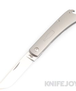 Esnyx Silver Line Beer Buster Front Flipper Hand Rubbed Satin Finish Blade with Full Titanium Handles/ Laser Bottle Shield/ Mokuti Clip
