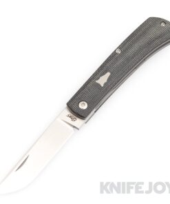 Esnyx Silver Line Workhorse Front Flipper Hand Rubbed Satin Finish Blade with Black Micarta Handles/ Bead Blast Workhorse Shield/ Bead Blast Clip