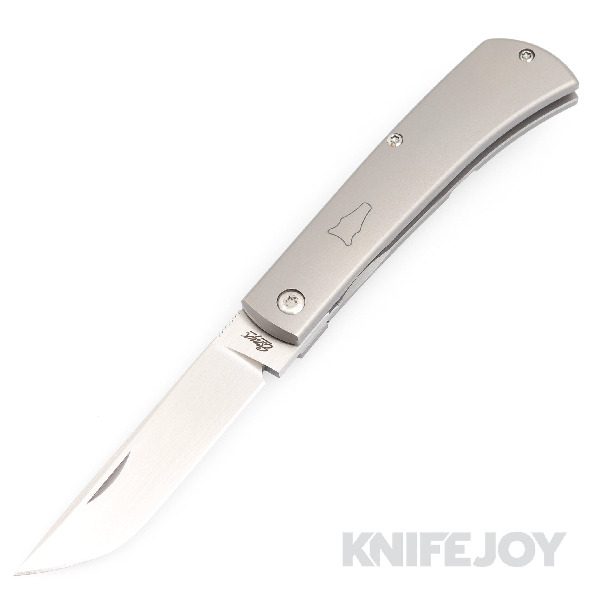 Esnyx Silver Line Workhorse Front Flipper Hand Rubbed Satin Finish Blade with Full Titanium Handles/ Laser Workhorse Shield/ Mokuti Clip