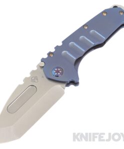 Medford Knives Praetorian "T" CPM 20CV Tumbled Tanto Blade with Blue Handles/ Flamed HW and Clip KJ Exclusive