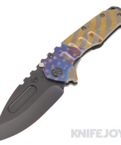 Medford Knives Praetorian "T" CPM 20CV PVD Drop Point Blade with Tumbled American Flag Handles/ PVD HW and Clip KJ Exclusive
