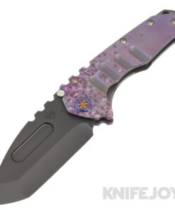 Medford Knives Praetorian "T" CPM 20CV PVD Tanto Blade with Violet Faced Falling Leaf Handles/ Flamed HW and Clip KJ Exclusive