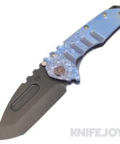 Medford Knives Praetorian "T" CPM 20CV PVD Tanto Blade with Blue Faced Falling Leaf Handles/ Flamed HW and Clip KJ Exclusive