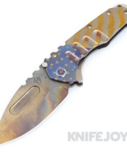 Medford Knives Praetorian "T" S45VN Vulcan Drop Point Blade with Tumbled Full Color American Flag Handles/ Flamed Hardware and Clip