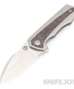 Burchtree Bladeworks Euclid M390 Satin Drop Point Blade with Fat Carbon Dark Matter Inlay Titanium Handles