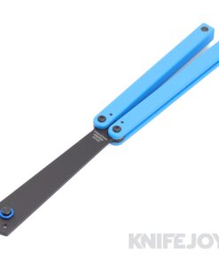 Squid Industries Knives Squiddy-U Trainer Balisong Butterfly Plastic Black Acetal Brushed Blade with Blue Acetal Brushed Handles